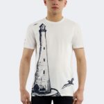 Rainsnow men t-shirt ecru-navy blue
