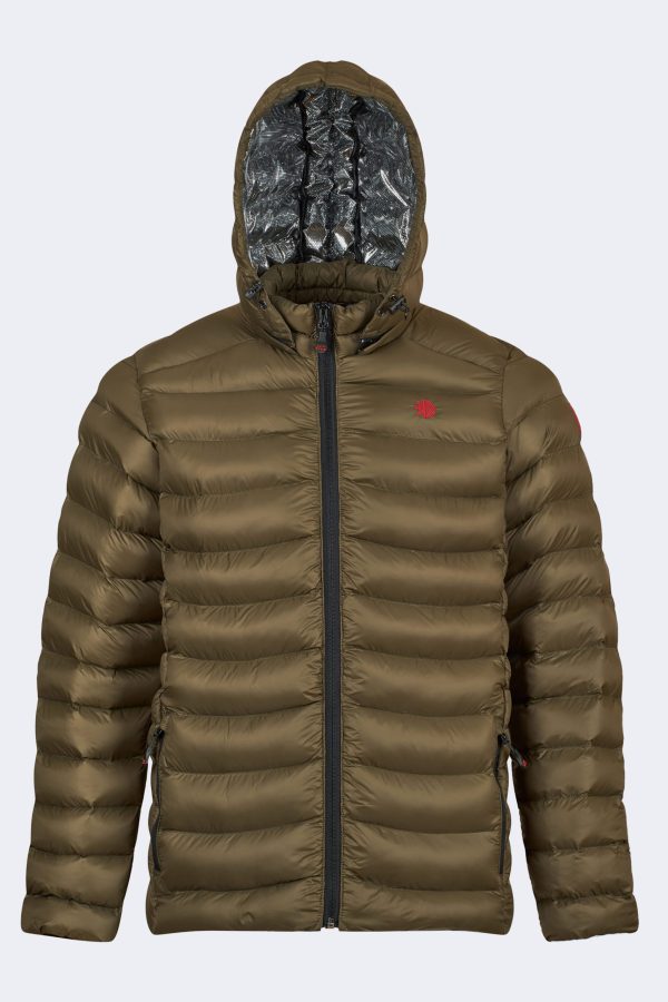 Men's Hooded Nylon Inflatable Jacket – Khaki-0