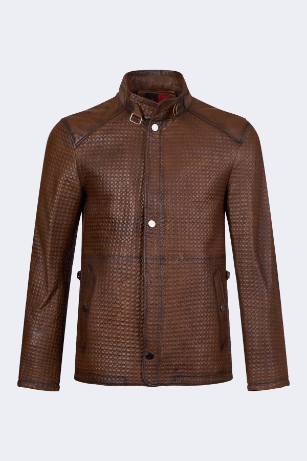 Men's leather jacket – Brown-0