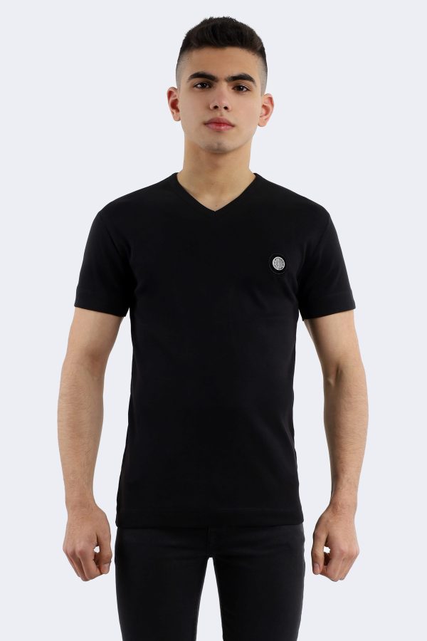 Rainsnow men v-neck t-shirt – Black-S-Black-0