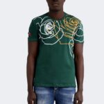 Striped rose pattern t-shirt