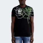 Striped rose pattern t-shirt