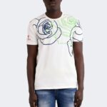 Striped rose pattern t-shirt