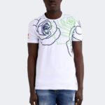 Striped rose pattern t-shirt