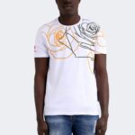 Striped rose pattern t-shirt