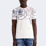 Striped rose pattern t-shirt